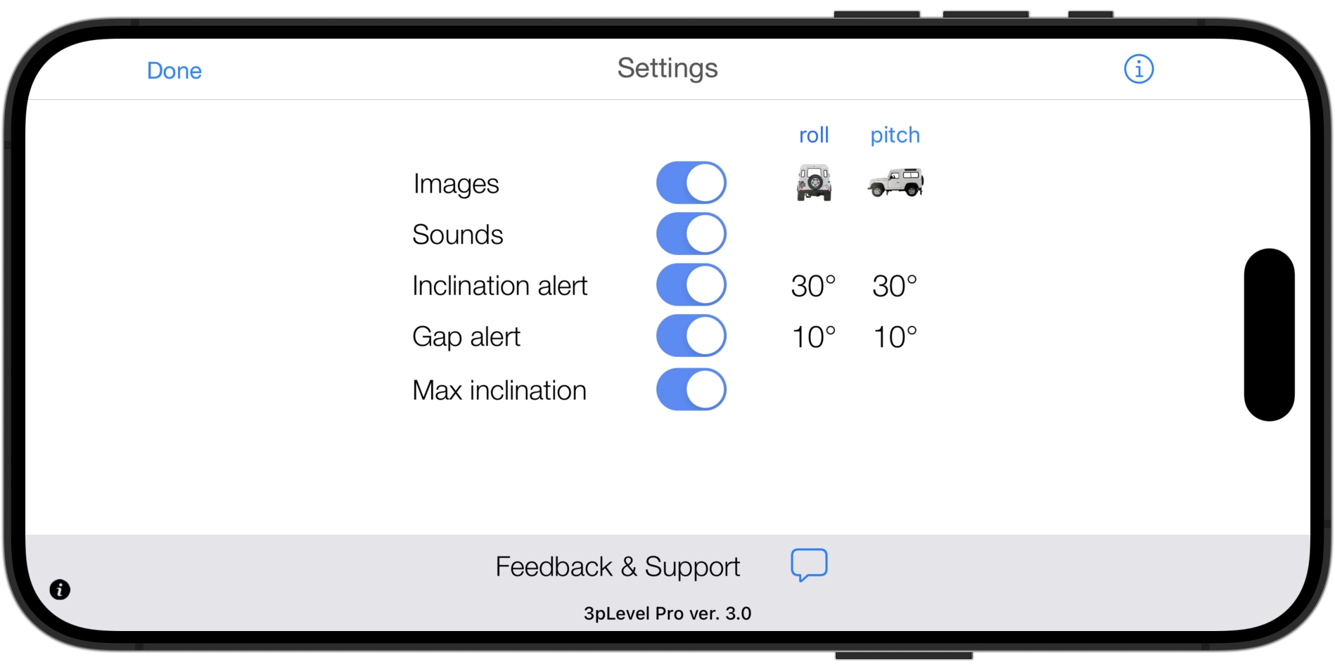Inclinometer App for iPhone and iPad Customisable Inclinometer App for iPhone and iPad.